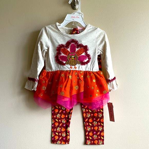 Little Lass 2T Toddler girls Thanksgiving outfit NWT 3 piece